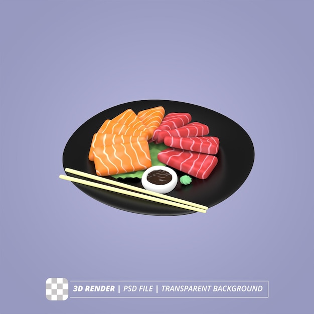 PSD sashimi 3d render imagens isoladas