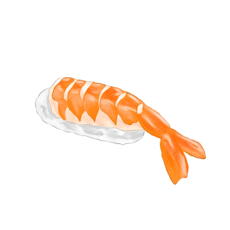 PSD sashimi di gamberi sushi fresco illustrazione del menu giapponese