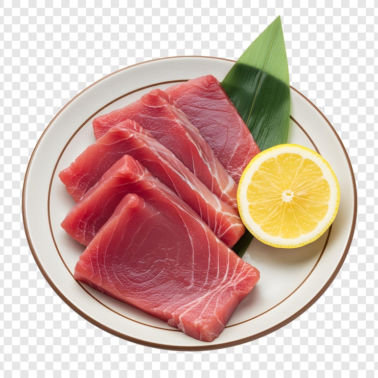 PSD sashimi of fresh tuna on a plate