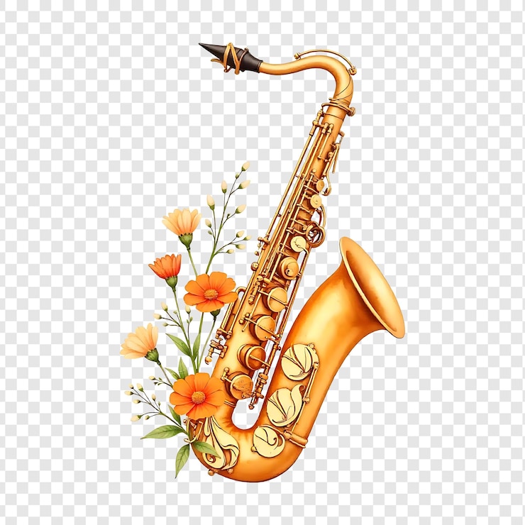 PSD sassofono con fiori di colore arancione