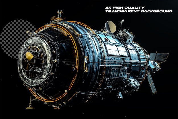 PSD satélite artificial habitable sobre un fondo transparente