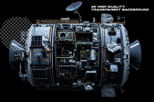 PSD satélite artificial habitable sobre un fondo transparente
