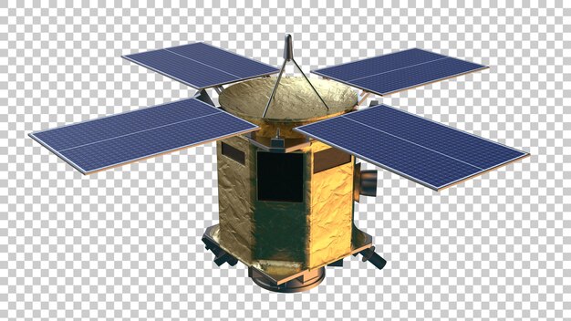 PSD satellit isoliert auf transparentem hintergrund 3d-rendering-illustration