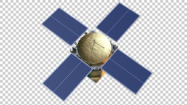 PSD satellit isoliert auf transparentem hintergrund 3d-rendering-illustration