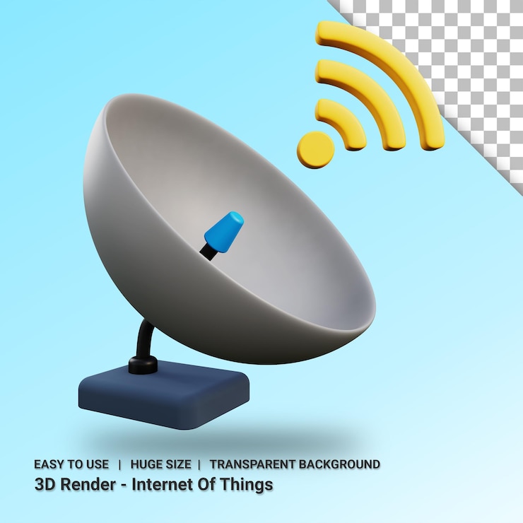 PSD satellite 3d illustration with transparent background