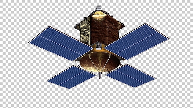 Satellite Spatial En Orbite Dans L'espace Sur Fond Transparent Illustration De Rendu 3d