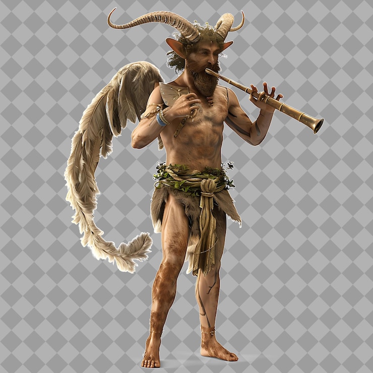 PSD satiro masculino estilo mitológico grego criatura com metade humana ha isolado renderização de personagens de alta qualidade