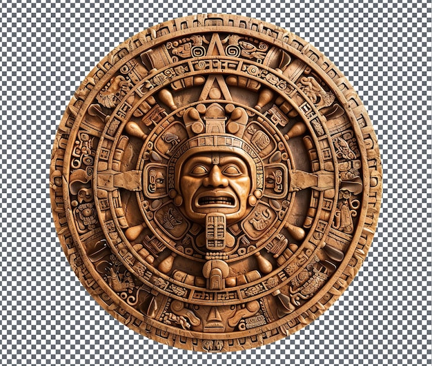 Satisfactorio antiguo calendario azteca aislado sobre un fondo transparente