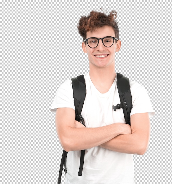 PSD satisfecho joven estudiante posando