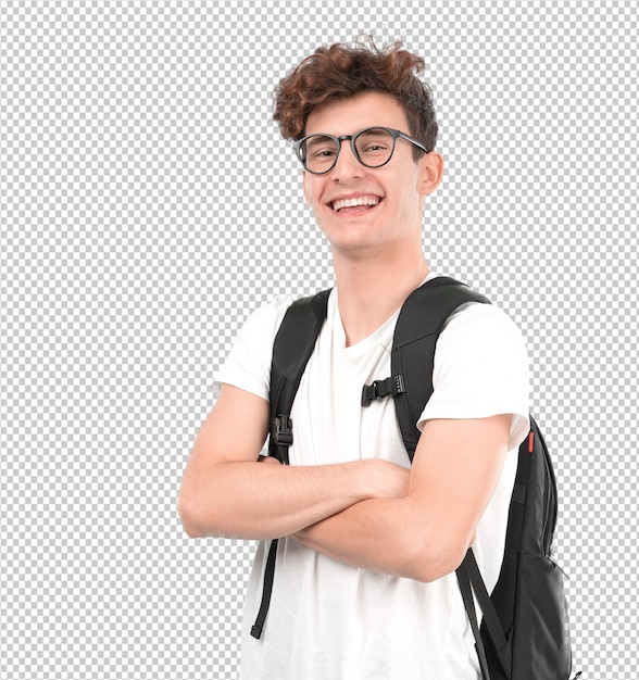 PSD satisfeito jovem estudante posando