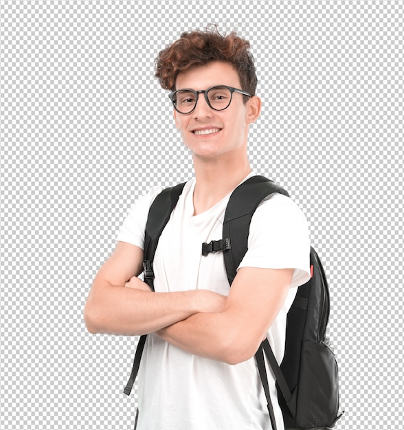 PSD satisfeito jovem estudante posando