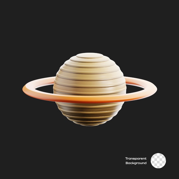 Saturn-Planet 3D-Symbol