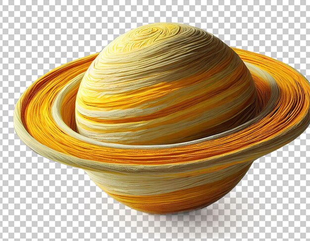 Saturno 3d hecho con un hilo amarillo ardiente