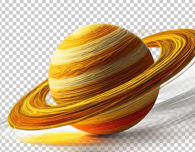 PSD saturno 3d hecho con un hilo amarillo ardiente