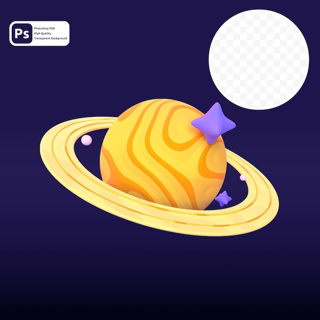 Saturno em renderização 3d para apresentação na web de ativos gráficos ou outros