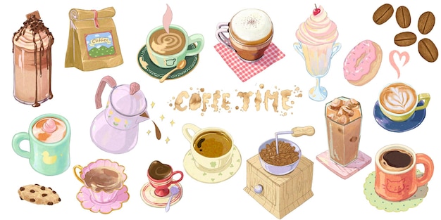 Satz Kaffee und Tee