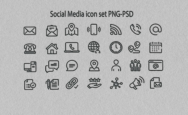 Satz moderner Social-Media-Ikonen im Line-Stil für Websites und Anwendungen
