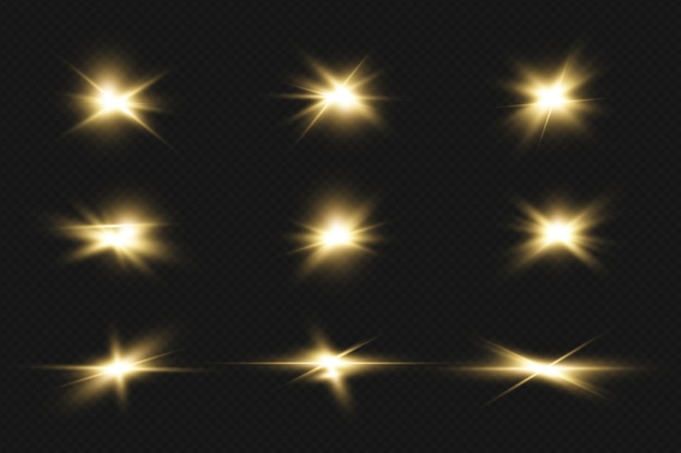 Satz realistischer Lichteffekte und Linsenflare