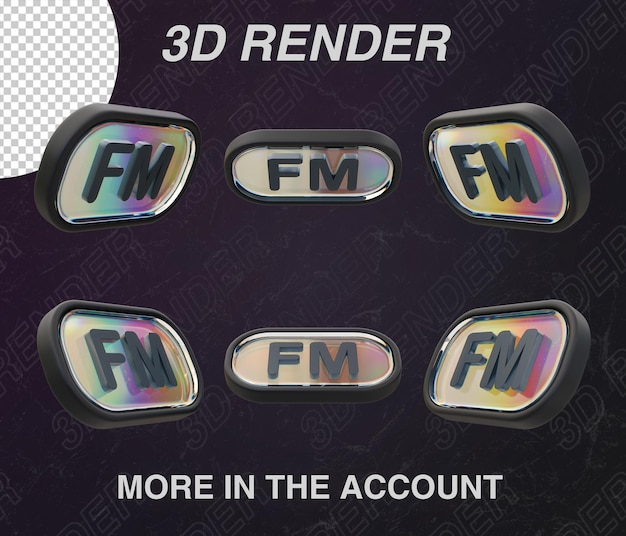Satz von 3D-Glas-UKW-Radio-Icons