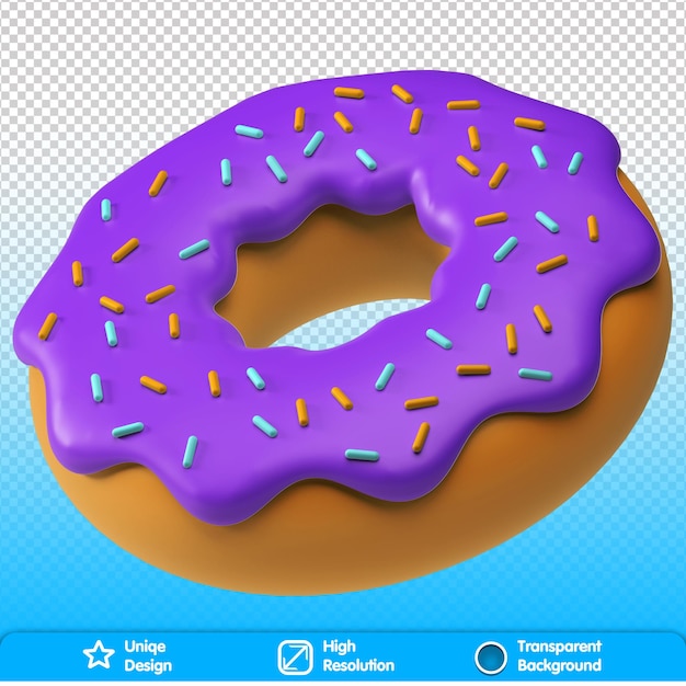 PSD satz von 3d-realistischen render-fast-food-elementen symbol donut