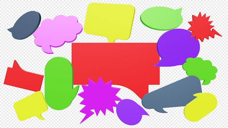 PSD satz von 3d-render-sprechblasen chat comic isoliert