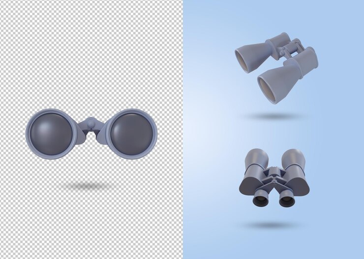 PSD satz von 3d-rendering von fernglas-symbol. psd-datei