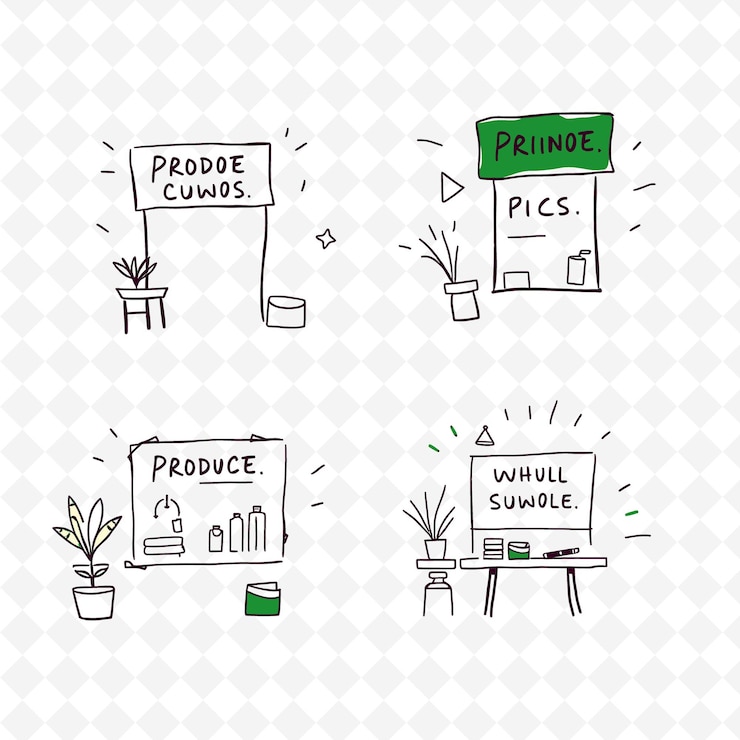 PSD satz von 4 fett dargestellten vektorillustrationen auf stark weißem hintergrund png cute handdraw item