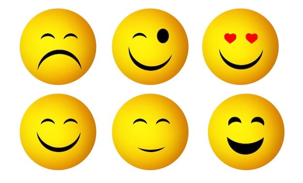 PSD satz von emoticons mit verschiedenen emotionen auf einem leeren hintergrund png