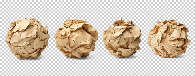 PSD satz zerbröckelter papierkugeln isoliert auf transparentem hintergrund, png-psd