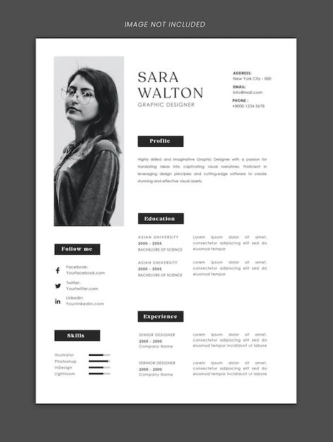 Saubere Lebenslauf-Designvorlage PSD