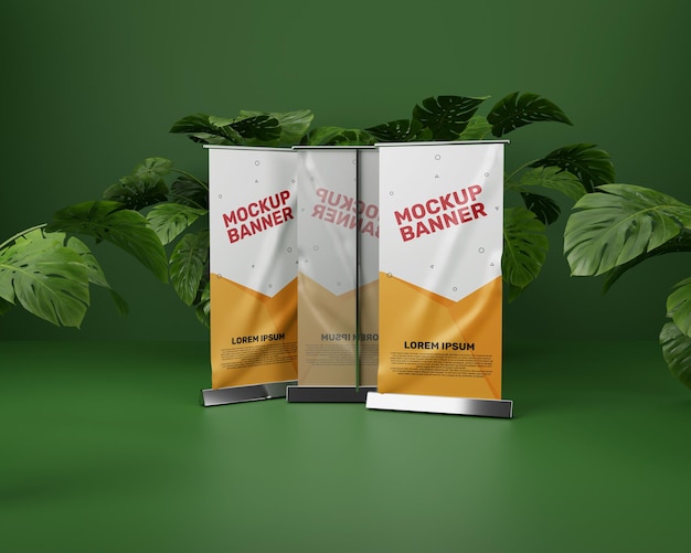 Sauberer grüner Hintergrund minimales Rollbanner-Modell