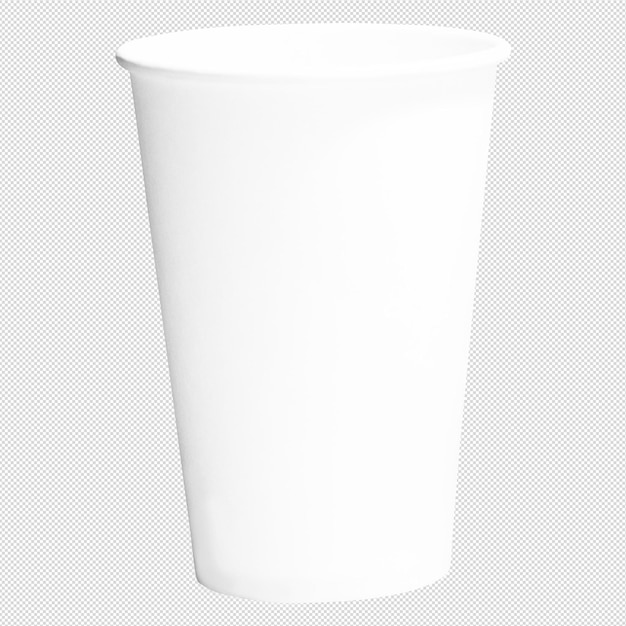 Sauberer und leerer weißer Papierbecher für Kaffee ohne Hintergrund Vorlage für Mockup ohne Deckel