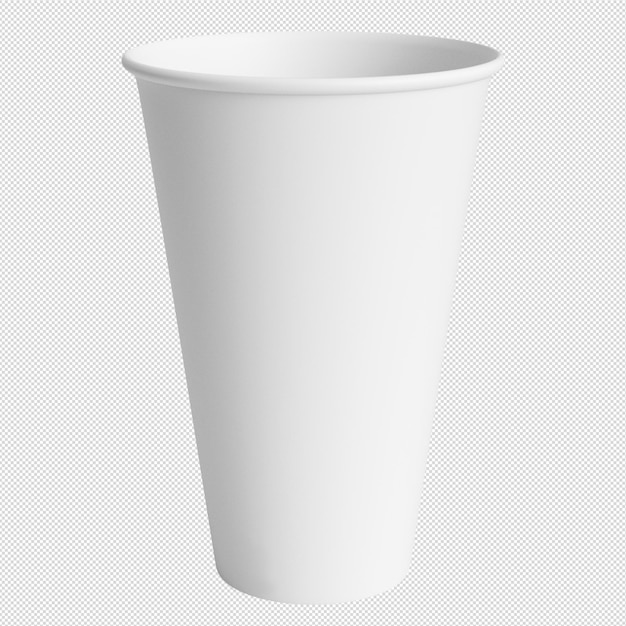 Sauberer und leerer weißer Papierbecher für Kaffee ohne Hintergrund Vorlage für Mockup ohne Deckel