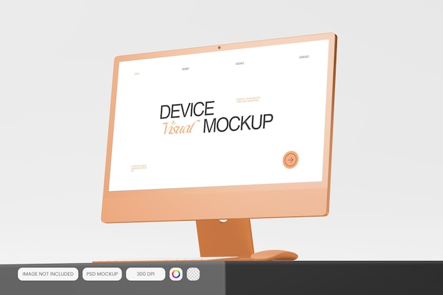 Sauberes Computer-Mockup mit einem modernen Display mit visuellen Elementen