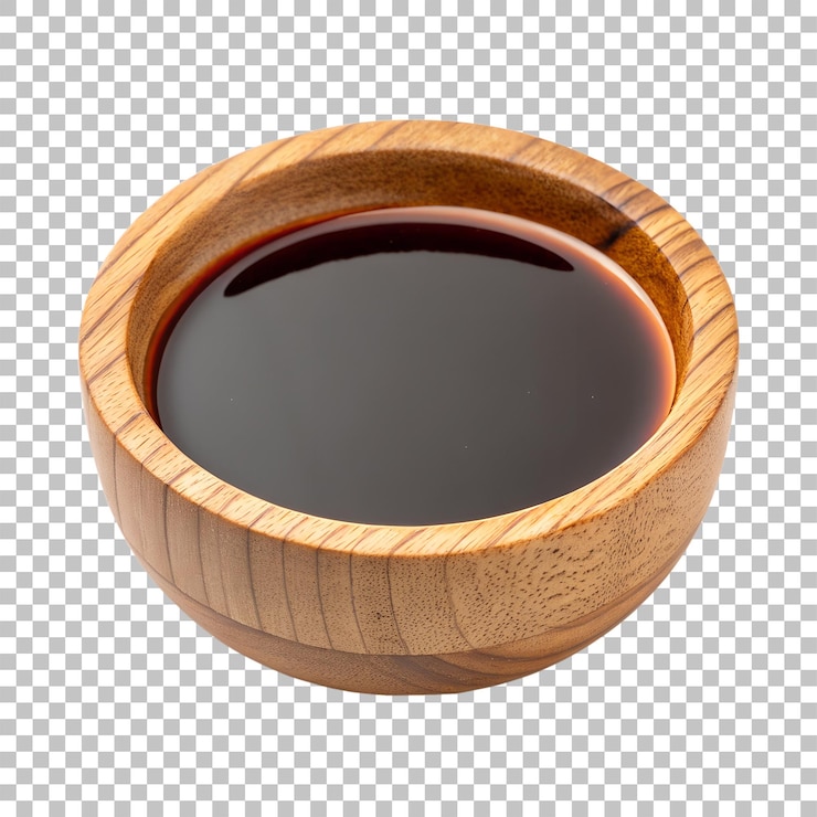 PSD sauce au soja dans un bol en bois