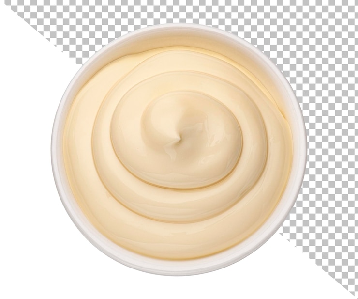 PSD sauce mayonnaise isolée, vue de dessus