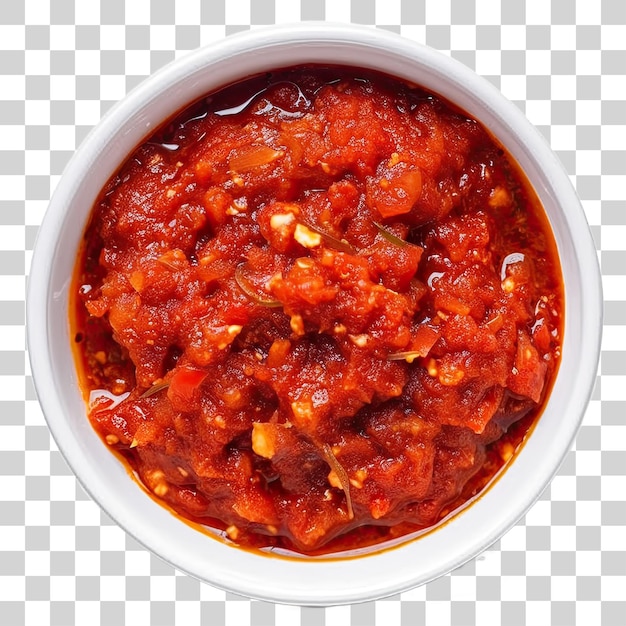 PSD sauce sambal chili épicée traditionnelle indonésienne dans un bol vue du haut