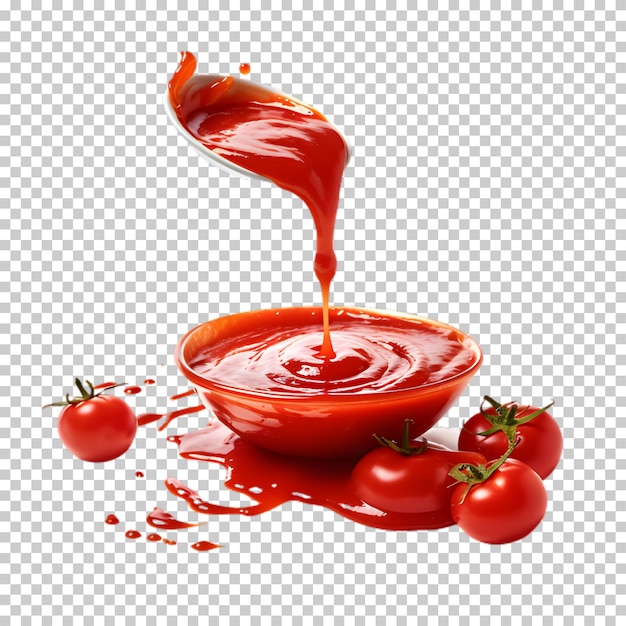 PSD sauce tomate isolée sur un fond transparent.