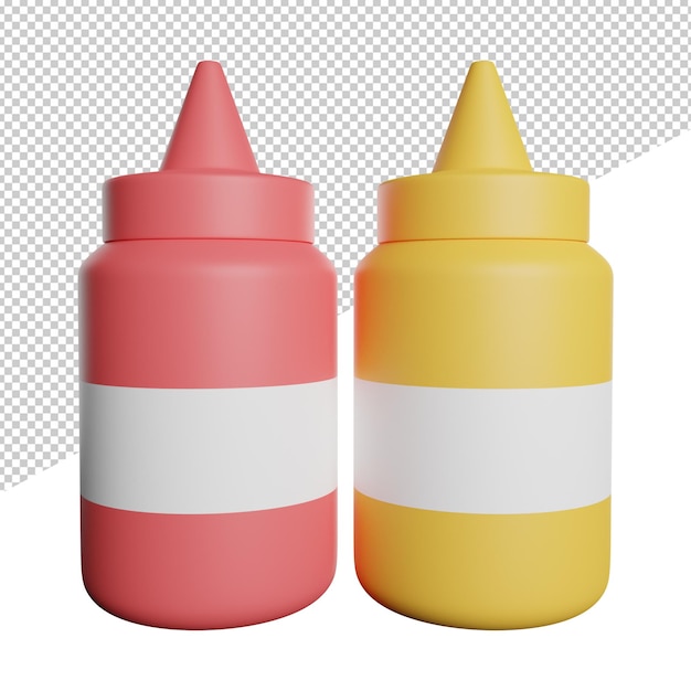 Sauces Food Spice Vue De Face Icône De Rendu 3d Illustration Sur Fond Transparent