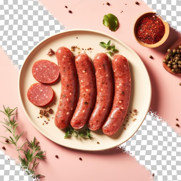 PSD saucisse d'été de bœuf magnifiquement présentée sur un plat de restaurant avec une saveur fumée