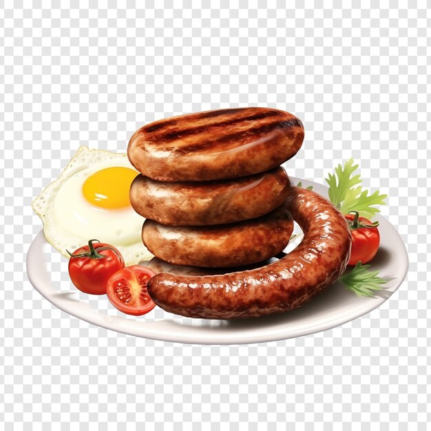 PSD saucisse de petit déjeuner isolée sur un fond transparent