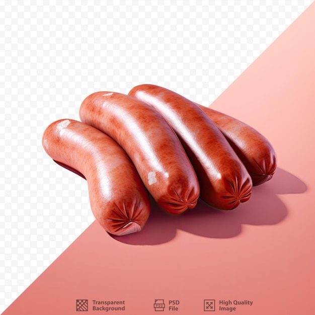 PSD des saucisses exposées sur un fond transparent