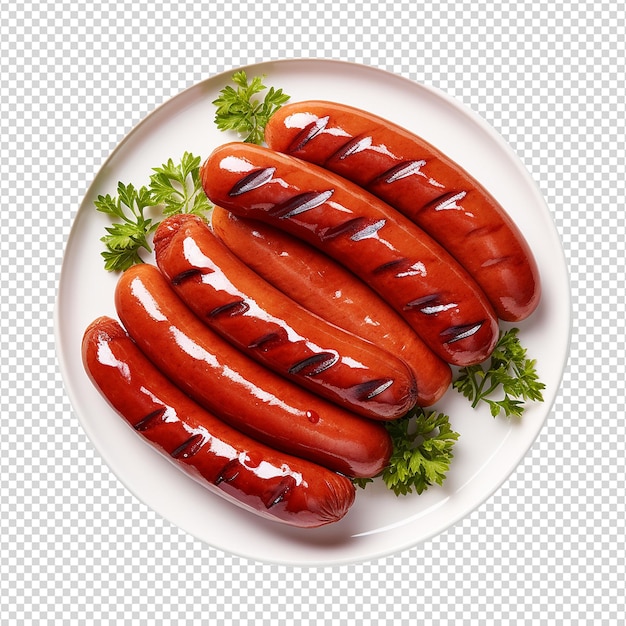 PSD des saucisses avec de la laitue isolée sur fond transparent png