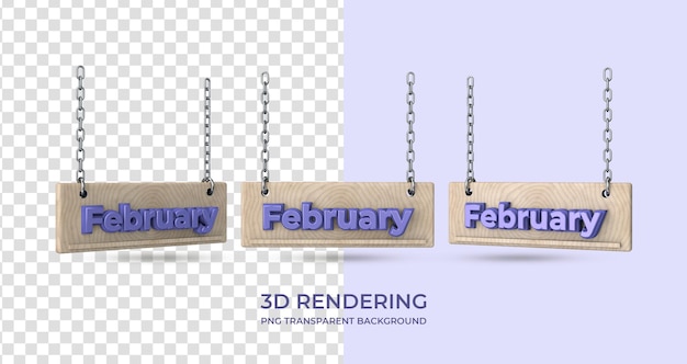 PSD saudação fevereiro banner 3d renderização isolada de fundo transparente