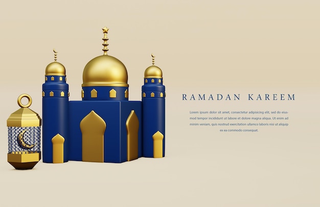 saudações de bandeira islâmica do ramadã de renderização 3D