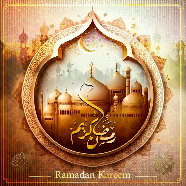 PSD saudações islâmicas ramadan kareem cartão de design de fundo com ouro lindo