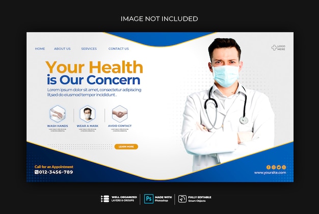 Saúde médica, modelo de banner da web coronavírus
