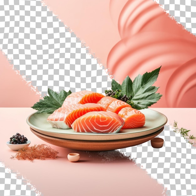 PSD saumon préparé à la japonaise répertorié sur le fond transparent du menu