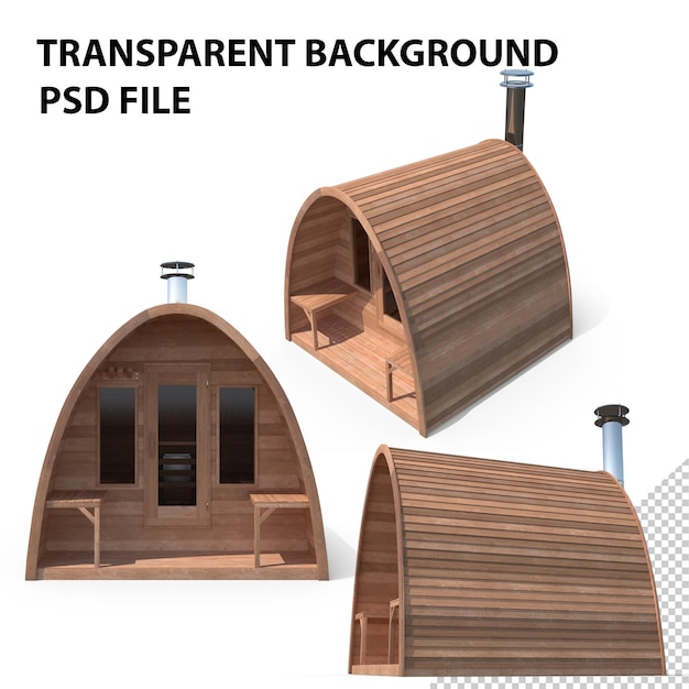 PSD sauna al aire libre en mini cápsula png