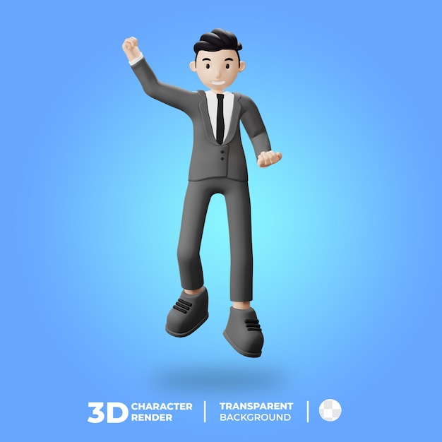 Saut D'homme D'affaires De Personnage 3d